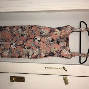 A Misguided floral midi dress pastel pink